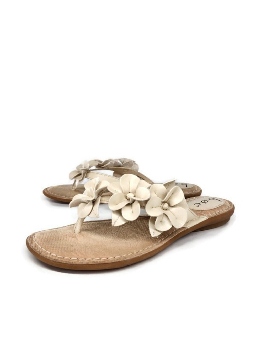b.o.c. Born Adi Costal Beige Cream Flowers Flat Slide-On Toe-Post Thong Sandals